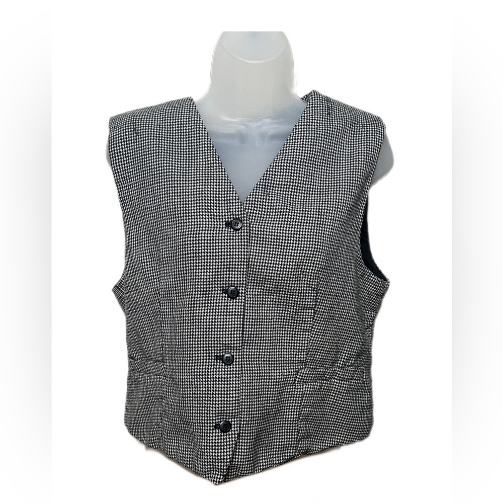 Vintage Black and White Houndstooth Vest Size 14